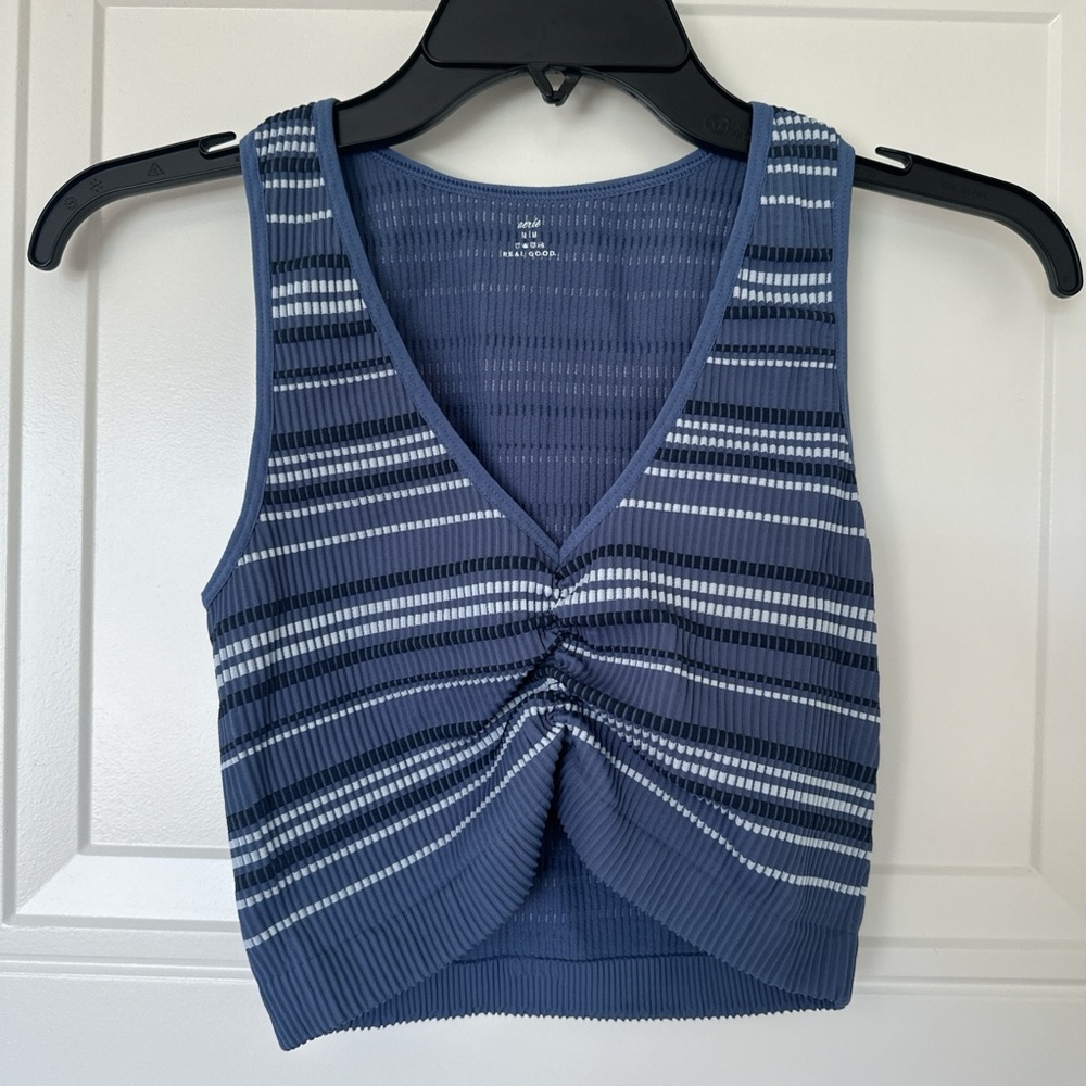 Aerie Blue and White Striped Tank Top